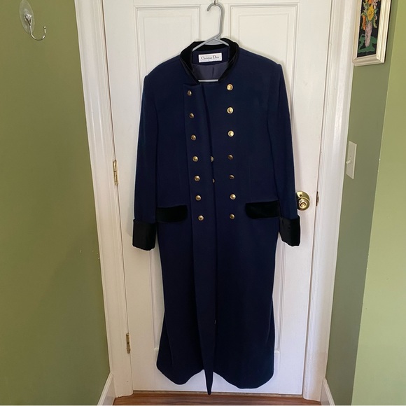 Dior Jackets & Coats Christian Dior Cobalt Blue Wool Coat Velvet